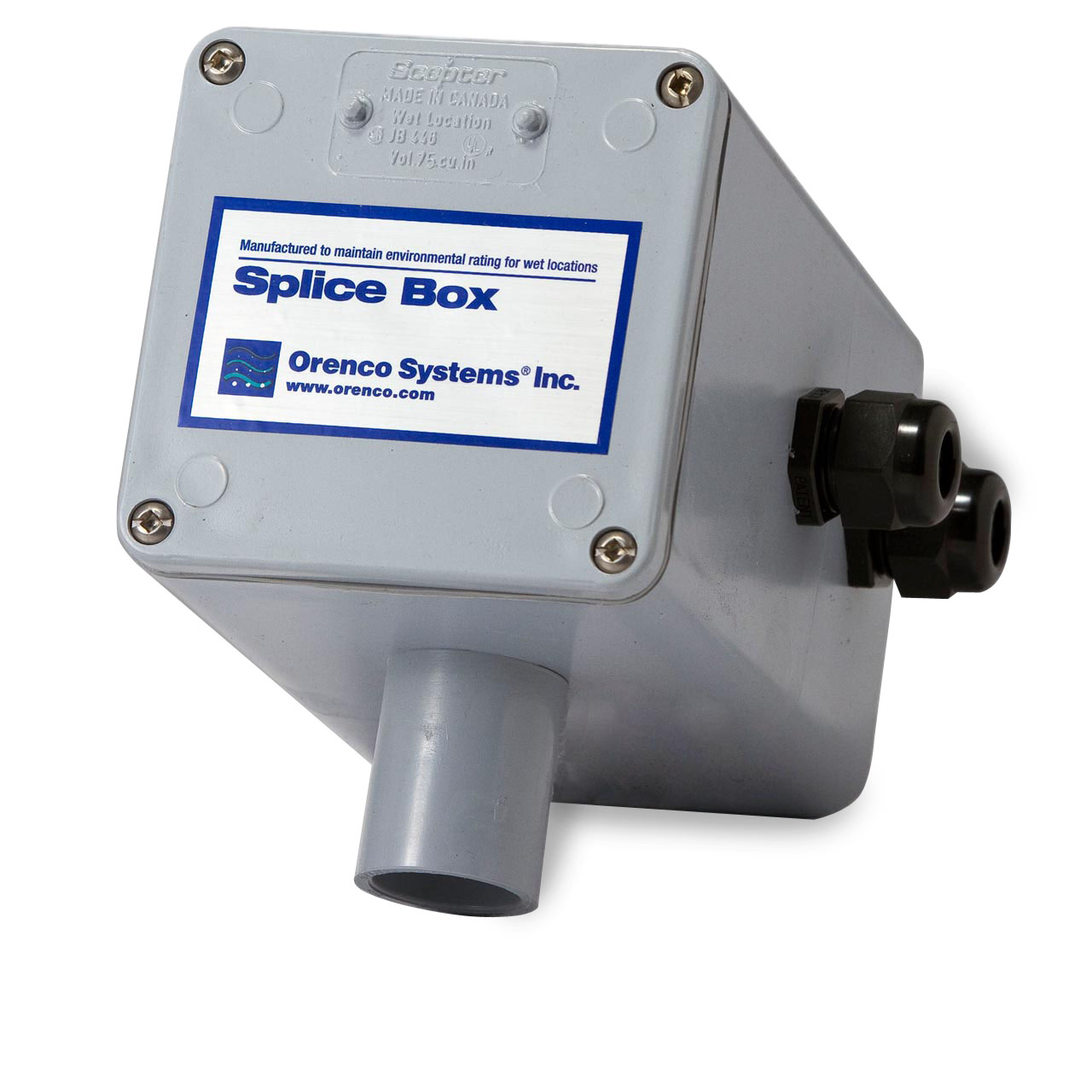 Orenco SB4 Internal Electrical Splice Box with 4 Cord Grips Orenco Systems Inc