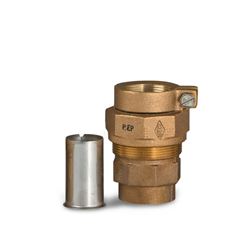A.Y. McDonald 74754-33 Straight Coupling FNPT Thread X PEP 1.25" Brass W/ 6136 SS Pipe Stiffener ford fittings, polylock fittings, polyloc fittings, service fittings, poly pipe fittings, Brass valves, service fittings, brass fittings, A.Y. McDonald Valves, A.Y. McDonald Service Fittings, polylock fittings, ford fittings, ball valves, brass ball valves