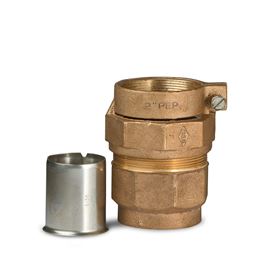 A.Y. McDonald 74754-33 Straight Coupling FNPT Thread X PEP 2" Brass W/ 6136 SS Pipe Stiffener ford fittings, polylock fittings, polyloc fittings, service fittings, poly pipe fittings, Brass valves, service fittings, brass fittings, A.Y. McDonald Valves, A.Y. McDonald Service Fittings, polylock fittings, ford fittings, ball valves, brass ball valves