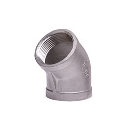 304 Stainless Steel 45° Elbow 1.25" elbow, stainless steel fitting, stainless steel elbow, stainless steel 304, 304, threaded, threaded pipe fitting, ninety degree elbow, SSLL9012