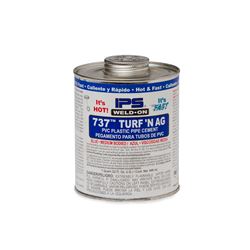 Weld-On 10989 PVC 737 TURFN AG "Blue" Pipe Cement Quart pvc compound, PVC glue, cement, PVC Cement, primer, glue, pvc cleaner, hot glue, pvc primer, pipe primer, P-70, p70, Weld On, weldon, 737, turfn, 10989